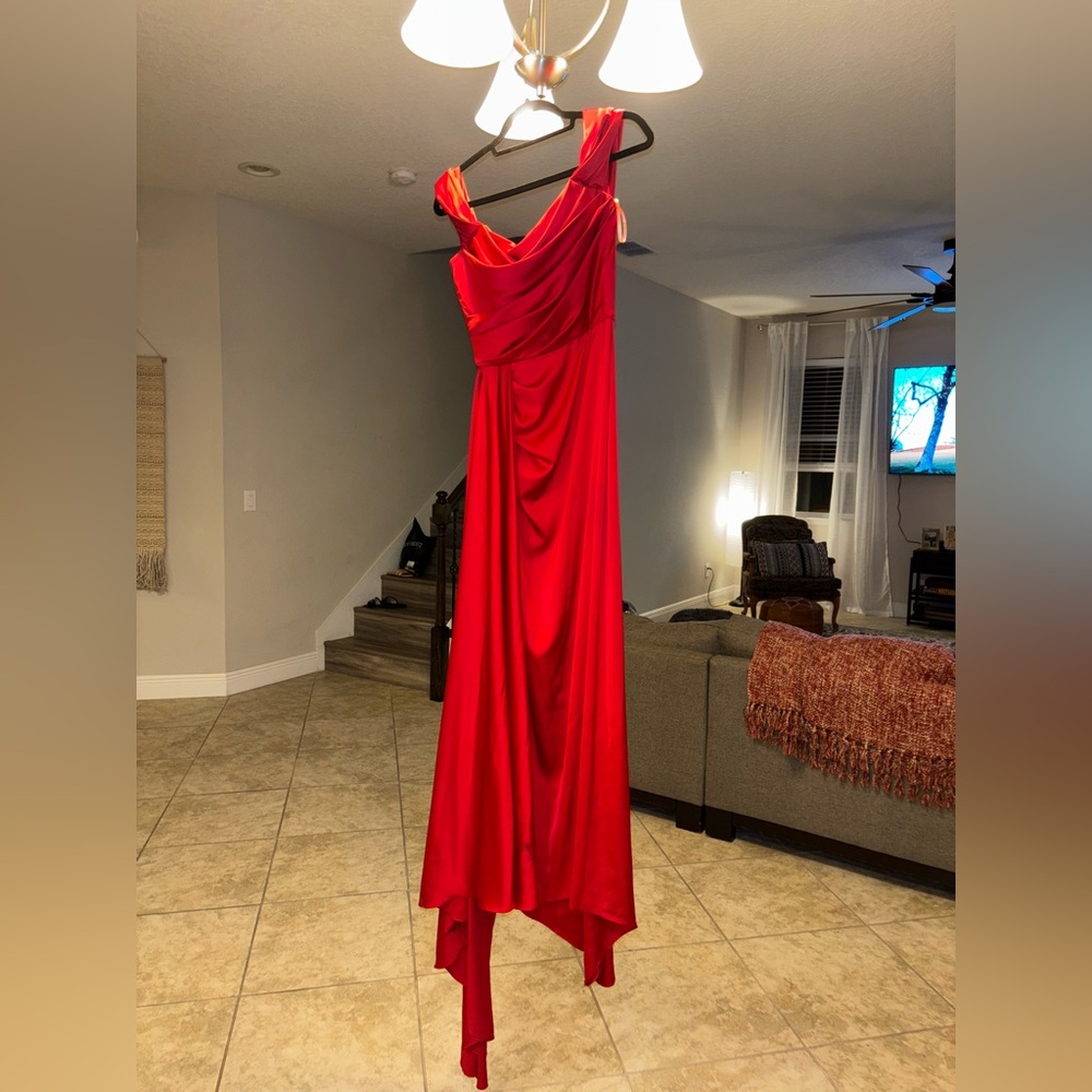 Elegant Red Asymmetrical Dress